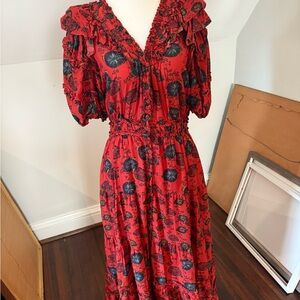 Ulla Johnson Poppy Irvette Floral Midi Dress